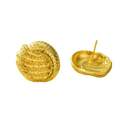 Stainless Steel Stud Earring, 304 Stainless Steel, 18K gold plated, fashion jewelry & for woman, golden 