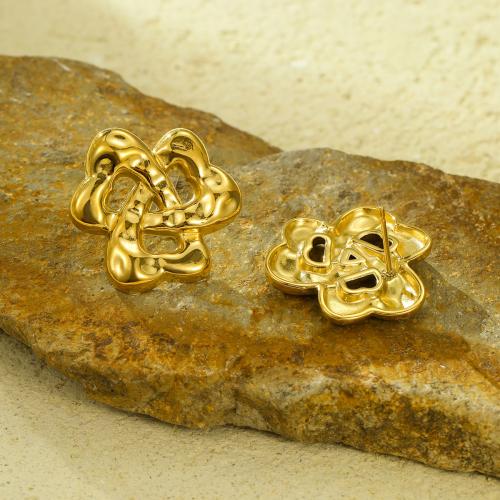 Stainless Steel Stud Earring, 304 Stainless Steel, 18K gold plated, fashion jewelry & for woman, golden 