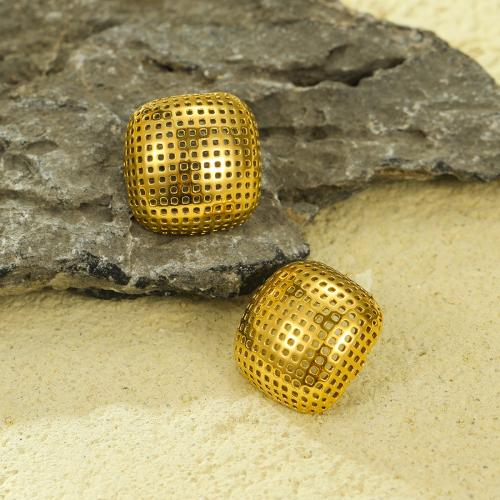 Stainless Steel Stud Earring, 304 Stainless Steel, Square, 18K gold plated, fashion jewelry & for woman & hollow, golden, 19mm 