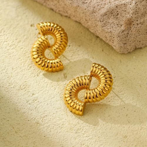 Stainless Steel Stud Earring, 304 Stainless Steel, 18K gold plated, fashion jewelry & for woman, golden 