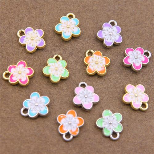 Zinc Alloy Enamel Pendants, Flower, plated, DIY 