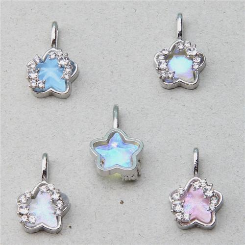 Zinc Alloy Rhinestone Pendants, Star, silver color plated, DIY & with rhinestone 