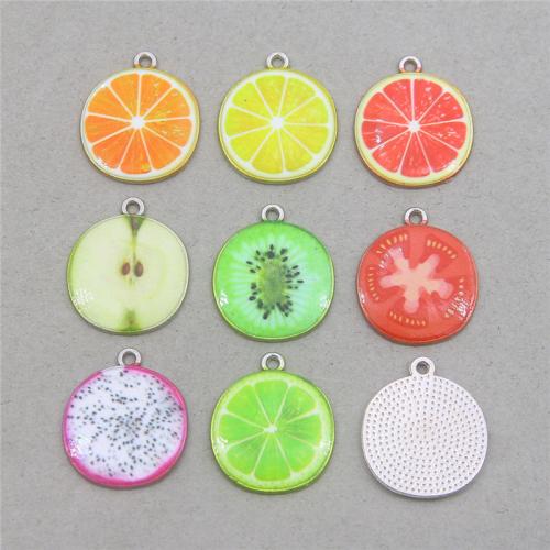 Zinc Alloy Enamel Pendants, Round, plated, DIY 