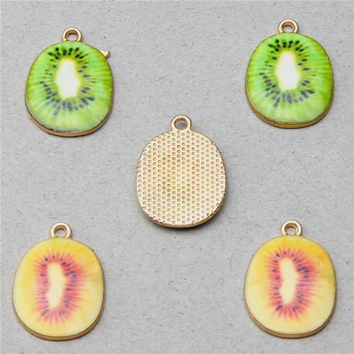 Zinc Alloy Enamel Pendants, Kiwi, gold color plated, DIY 