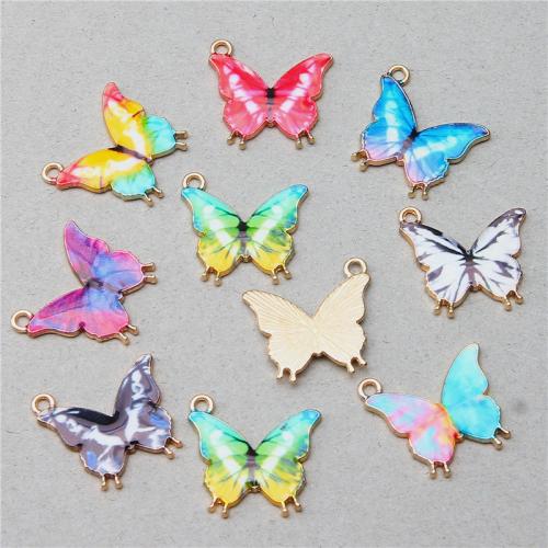 Zinc Alloy Rhinestone Pendants, Butterfly, gold color plated, DIY & with rhinestone 