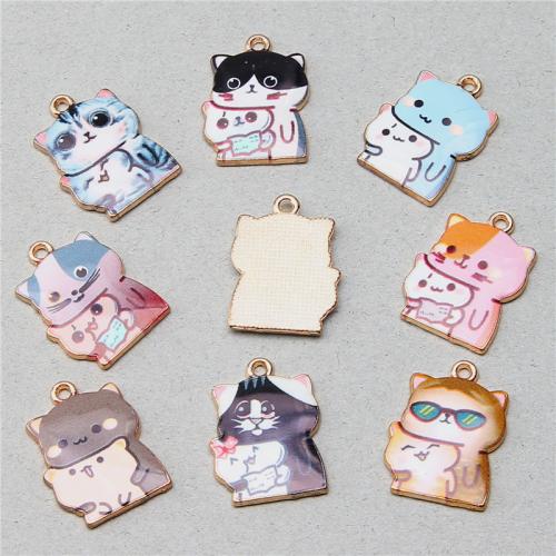 Zinc Alloy Enamel Pendants, Cat, plated, DIY [