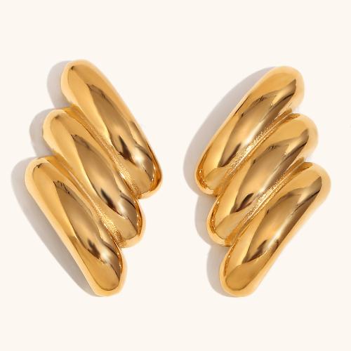 Stainless Steel Stud Earring, 304 Stainless Steel, 18K gold plated, fashion jewelry & for woman 