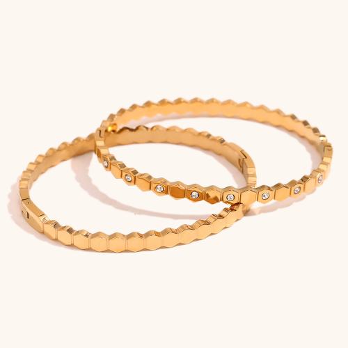 Brazalete del acero inoxidable, acero inoxidable 304, 18K chapado en oro, Joyería & diferentes estilos para la opción & para mujer, Vendido por UD