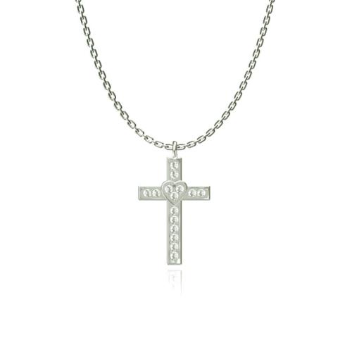 Titanium Steel Jewelry Necklace, with 5CM extender chain, Cross, plated & micro pave cubic zirconia & for woman, original color Approx 45 cm 