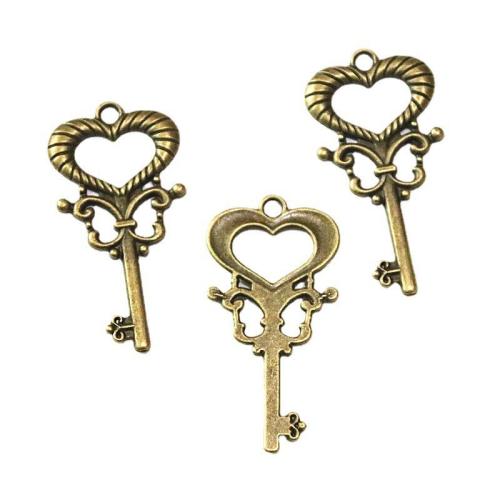 Zinc Alloy Key Pendants, antique brass color plated, DIY 