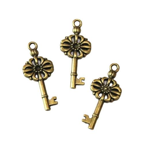 Zinc Alloy Key Pendants, antique brass color plated, DIY 