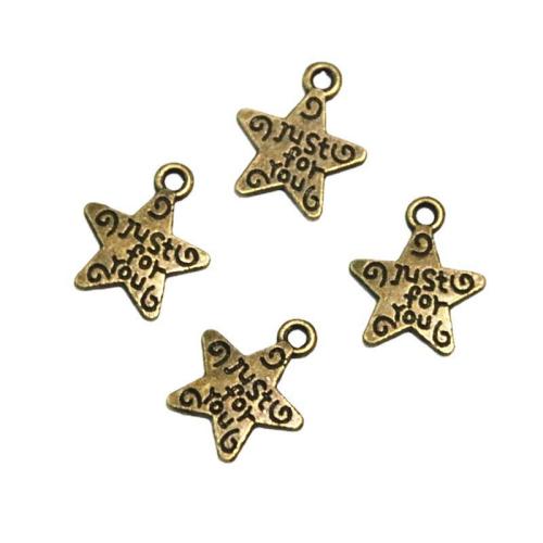 Zinc Alloy Star Pendant, antique brass color plated, DIY 