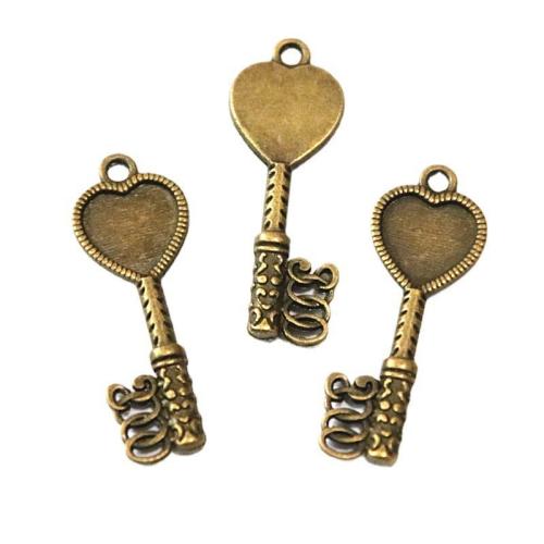 Zinc Alloy Key Pendants, antique brass color plated, DIY 