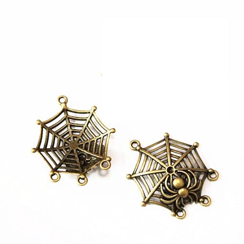 Animal Zinc Alloy Connector, Spider Web, antique brass color plated, DIY & 1/3 loop 