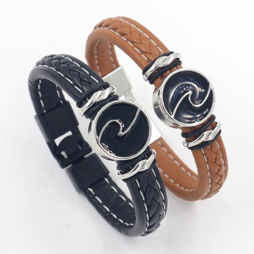 Mikrofaser PU Armband, mit Zinklegierung, plattiert, Punk-Stil & unisex, keine, 210x11mm, verkauft von PC