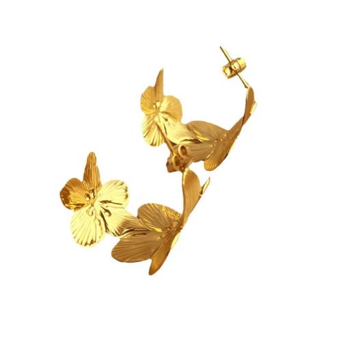 Stainless Steel Stud Earring, 304 Stainless Steel, Flower, fashion jewelry & for woman, golden 