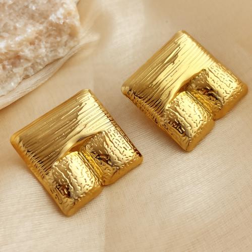 Stainless Steel Stud Earring, 304 Stainless Steel, Square, fashion jewelry & for woman, golden 