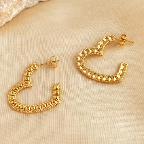 Stainless Steel Stud Earring, 304 Stainless Steel, Heart, fashion jewelry & for woman, golden 