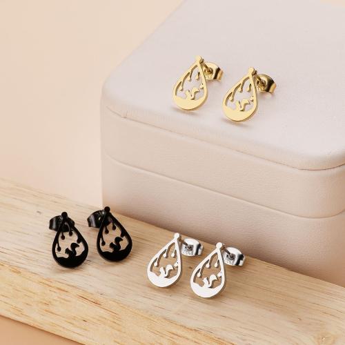 Stainless Steel Stud Earring, 304 Stainless Steel, Teardrop, Vacuum Ion Plating, fashion jewelry & for woman 