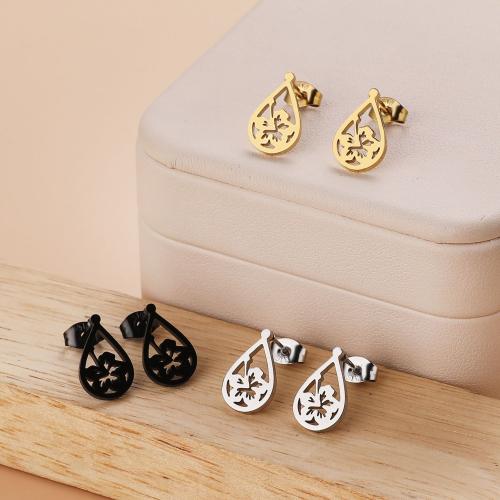 Stainless Steel Stud Earring, 304 Stainless Steel, Teardrop, Vacuum Ion Plating, fashion jewelry & for woman 