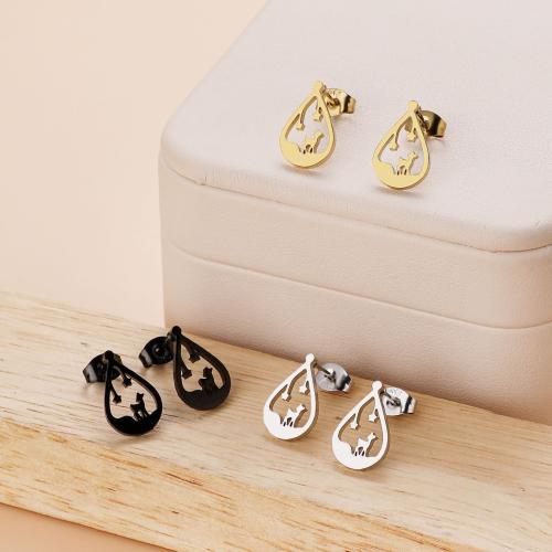 Stainless Steel Stud Earring, 304 Stainless Steel, Teardrop, Vacuum Ion Plating, Christmas Design & fashion jewelry & for woman 