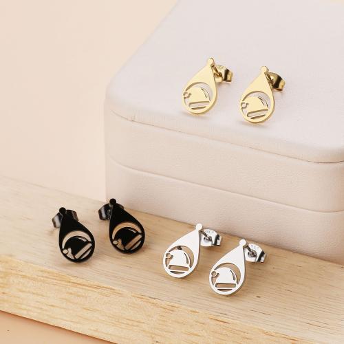 Stainless Steel Stud Earring, 304 Stainless Steel, Teardrop, Vacuum Ion Plating, Christmas Design & fashion jewelry & for woman 