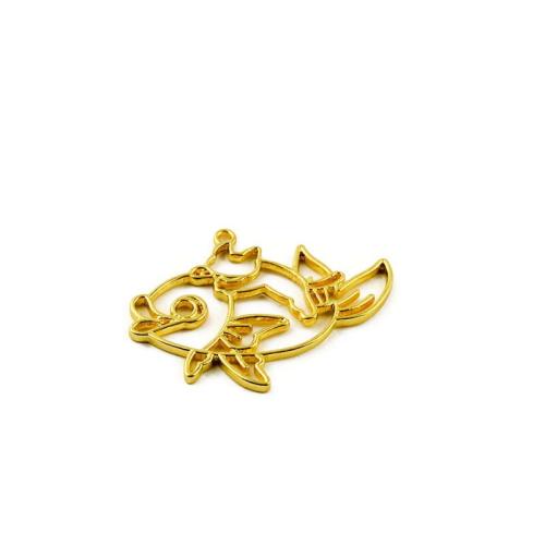 Zinc Alloy Animal Pendants, Fish, gold color plated, DIY [