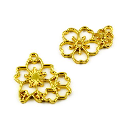 Zinc Alloy Flower Pendants, Oriental Cherry, gold color plated, DIY [