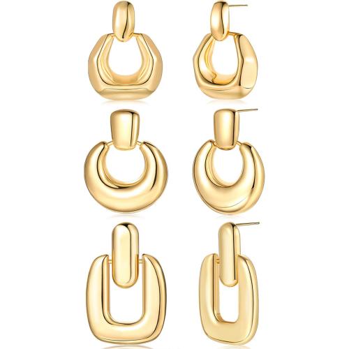 Boucle en laiton, Plaqué d'or 14K, styles différents pour le choix & pour femme & creux, Vendu par paire