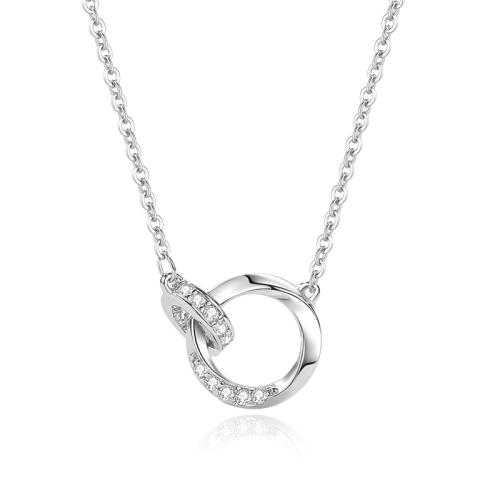 Cúbicos circón Micro pavimenta collar de plata Esterlinas, plata de ley 925, con 5CM extender cadena, micro arcilla de zirconia cúbica & para mujer, color de platina, longitud:aproximado 40 cm, Vendido por UD