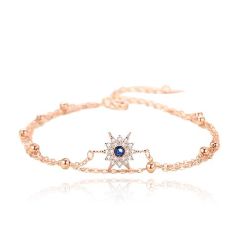 Cubic zirconia pavimenta la pulsera de plata de ley, plata de ley 925, con 3CM extender cadena, micro arcilla de zirconia cúbica & para mujer, más colores para la opción, longitud:aproximado 16 cm, Vendido por UD