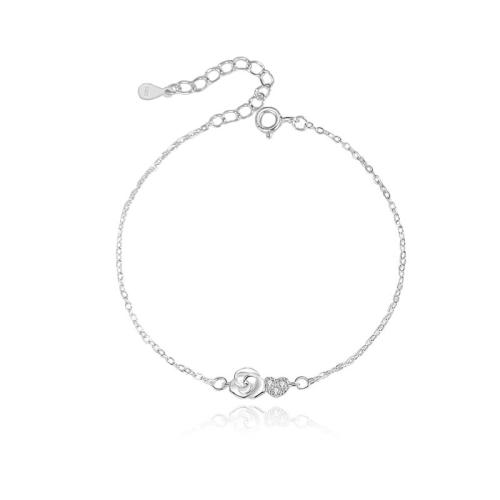 Cubic zirconia pavimenta la pulsera de plata de ley, plata de ley 925, con 3CM extender cadena, Rosa, micro arcilla de zirconia cúbica & para mujer, más colores para la opción, longitud:aproximado 16 cm, Vendido por UD