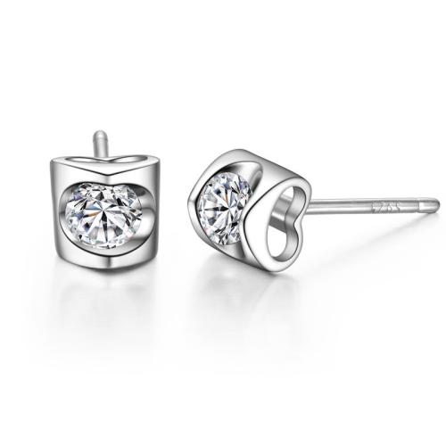 Silver Earring Zircon pavent Sterling, argent sterling 925, pavé de micro zircon & pour femme, plus de couleurs à choisir Vendu par paire