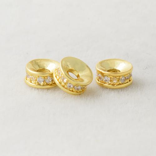 Rhinestone Brass Beads, metal, Bricolaje & con diamantes de imitación, dorado, 6x2.7mm, agujero:aproximado 2mm, Vendido por UD