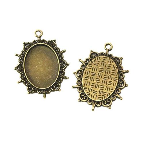 Zinc Alloy Pendant Cabochon Setting, antique brass color plated, DIY 