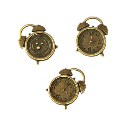 Zinc Alloy Jewelry Pendants, Clock, antique brass color plated, DIY 