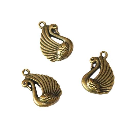 Zinc Alloy Animal Pendants, Swan, antique brass color plated, DIY [