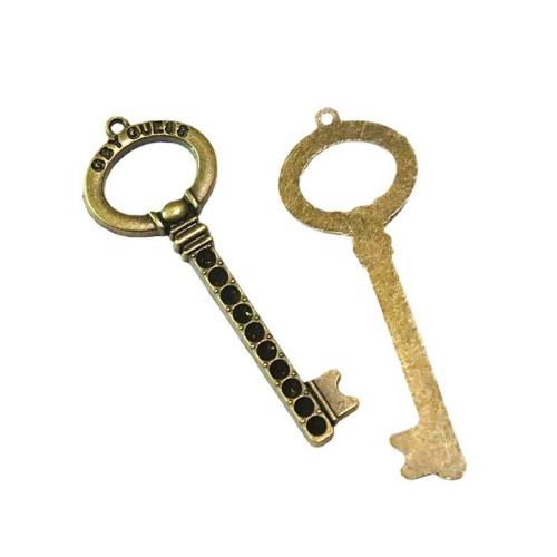 Zinc Alloy Key Pendants, antique brass color plated, DIY [