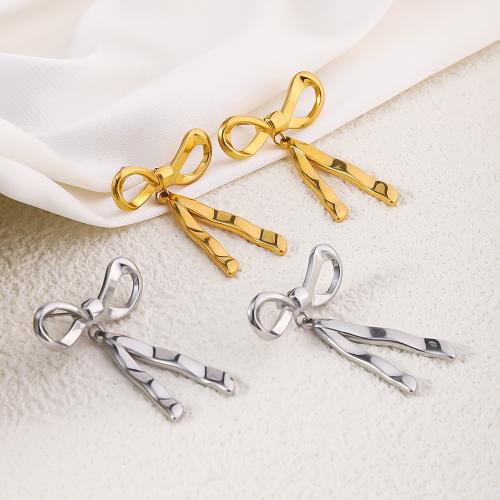 Stainless Steel Drop Earring, 304 Stainless Steel, Bowknot, fashion jewelry & for woman 