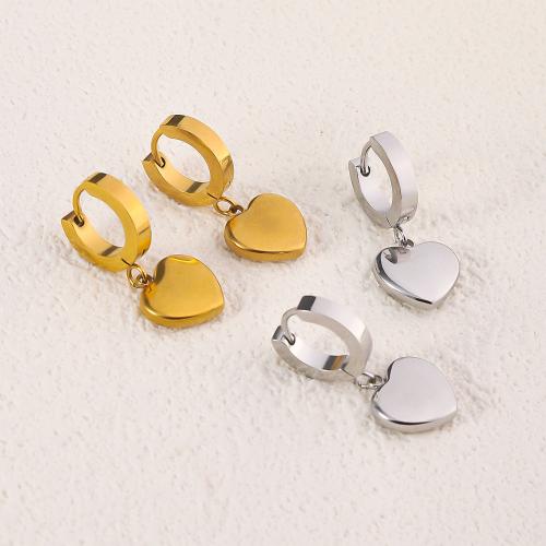 Huggie Hoop Drop Earring, 304 Stainless Steel, Heart, fashion jewelry & for woman 12mm 