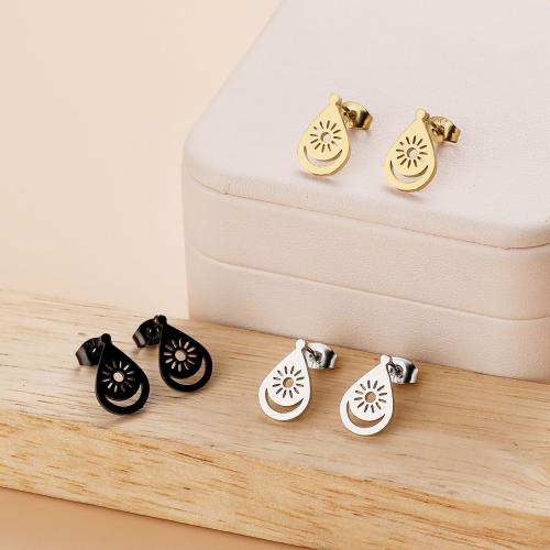 Stainless Steel Stud Earring, 304 Stainless Steel, Teardrop, Vacuum Ion Plating, fashion jewelry & for woman 