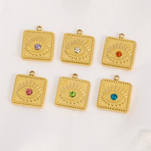 Rhinestone Stainless Steel Pendants, 304 Stainless Steel, Vacuum Ion Plating, DIY & with rhinestone [