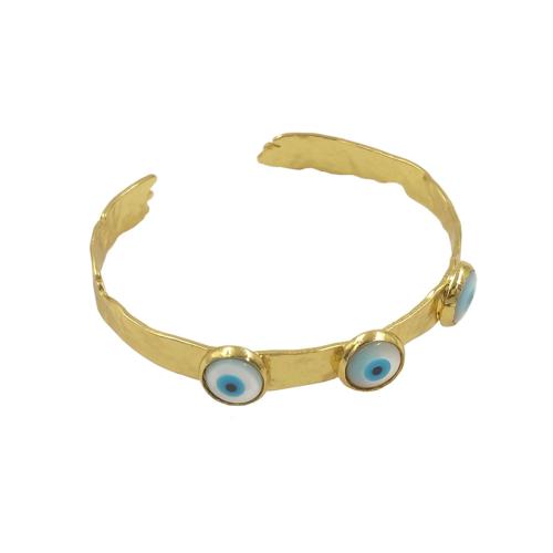 Mal pulsera ojo, metal, con Nácar, chapado en color dorado, Ajustable & Joyería & para mujer, diámetro interior:aproximado 56mm, Vendido por UD