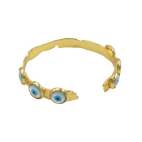 Mal pulsera ojo, metal, con Nácar, chapado en color dorado, Ajustable & Joyería & para mujer, diámetro interior:aproximado 56mm, Vendido por UD