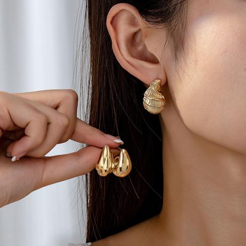 Zinc Alloy Stud Earring, plated, three pieces & for woman, gold 