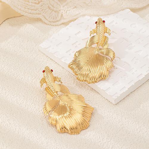 Zinc Alloy Drop Earring, Goldfish, plated, micro pave cubic zirconia & for woman, gold 