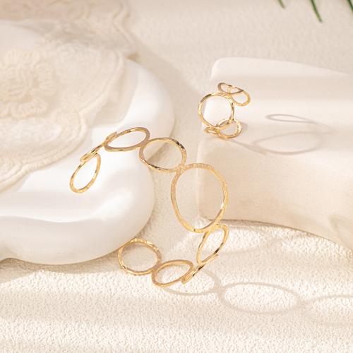 Fashion Zinc Alloy Jewelry Sets, cuff bangle & finger ring, plated, for woman, gold 