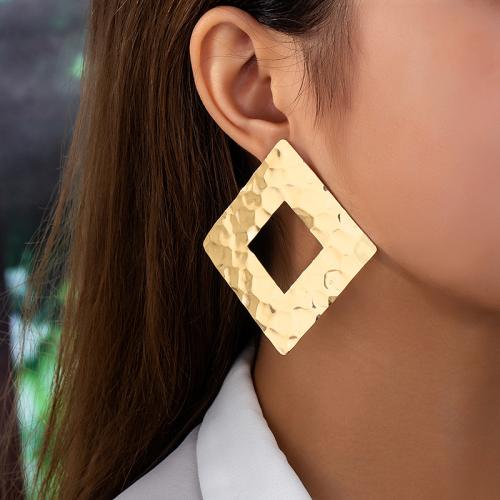 Zinc Alloy Stud Earring, Rhombus, plated, for woman, gold 