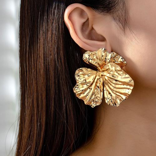 Zinc Alloy Stud Earring, petals, plated, for woman, gold 