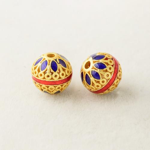 Enamel Zinc Alloy Beads, Brass, DIY, golden, 7.8mm Approx 1.3mm 